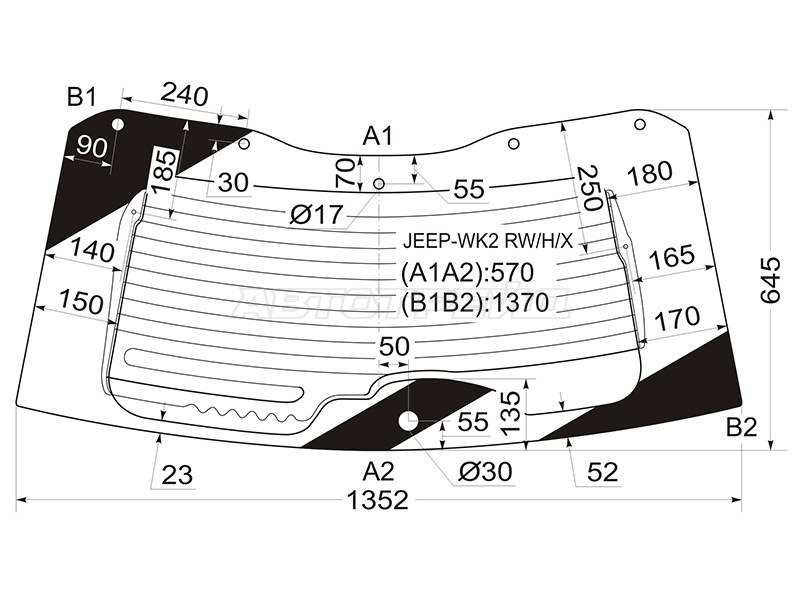Стекло заднее (Цвет зеленый / Обогрев) Jeep Grand Cherokee 10-22