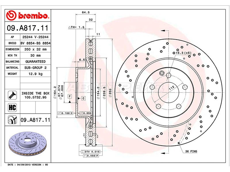 Диск тормозной (Спереди) Mercedes-Benz S-Class 05-13 / CL-Class 06-14