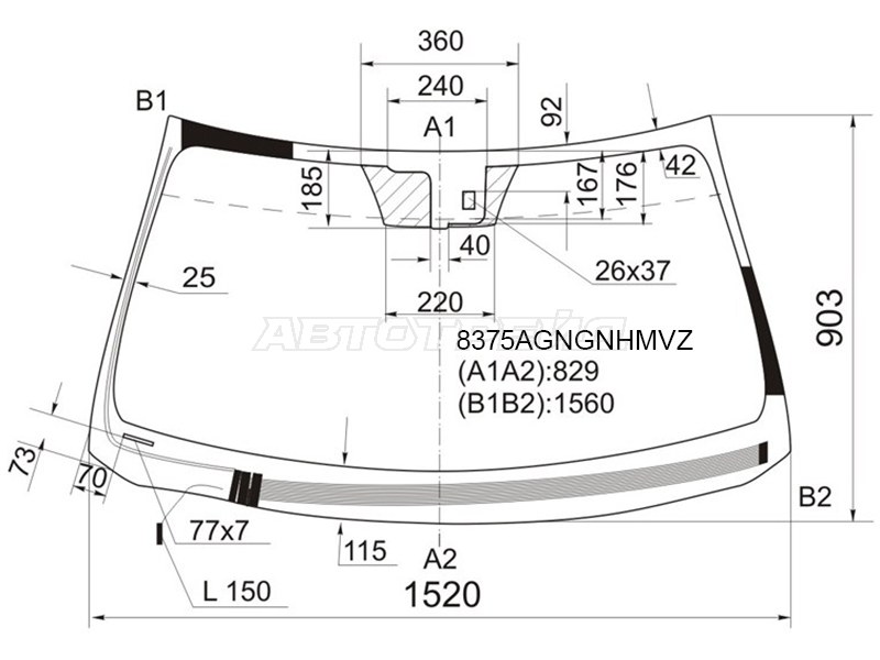 Стекло лобовое (Обогрев щеток / Датчик дождя / Молдинг) Lexus LS 06-17