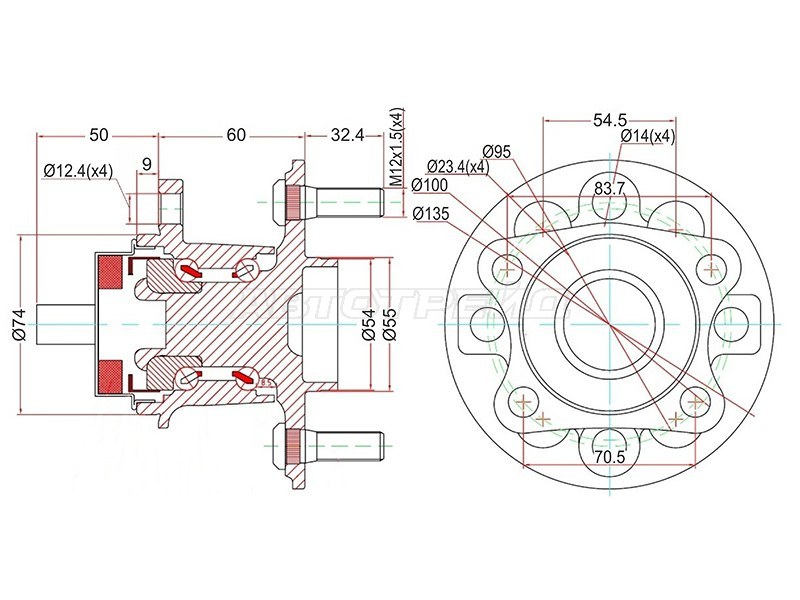 Ступичный узел Toyota Ractis 05-07 / Vitz 05-07 (ABS / Справа=Слева / Сзади)