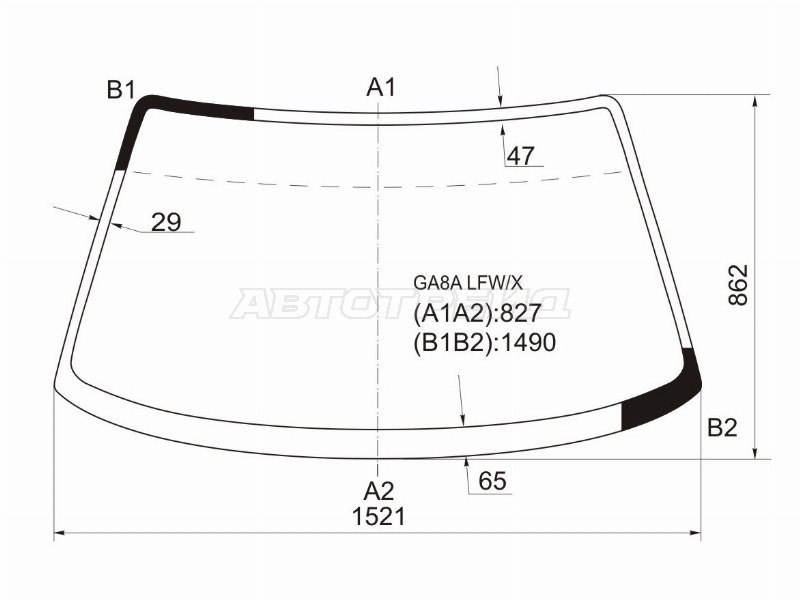 Стекло лобовое Mazda 626 92-97 / Cronos 91-95