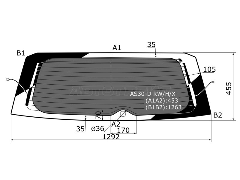 Стекло заднее (Затемненное / Обогрев) Toyota RAV4 (XA30) 05-13 / Vanguard 07-13