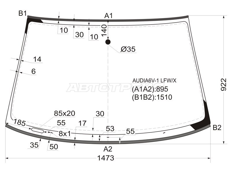 Стекло лобовое (Молдинг) Audi A6 97-05 / A6 allroad quattro 00-05