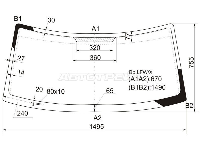 Стекло лобовое Scion xB 03-06 / Toyota bB 00-05