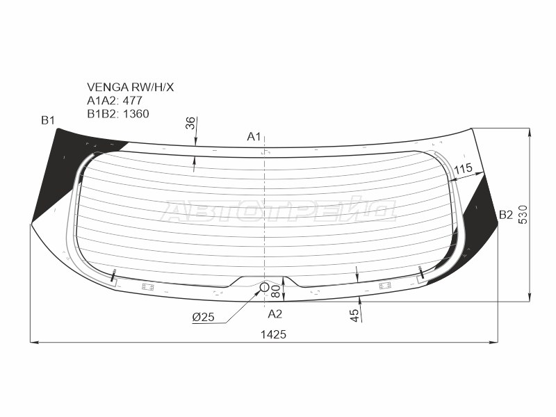 Стекло заднее (Цвет зеленый / Обогрев) Hyundai ix20 10-19 / Kia Venga 10-17
