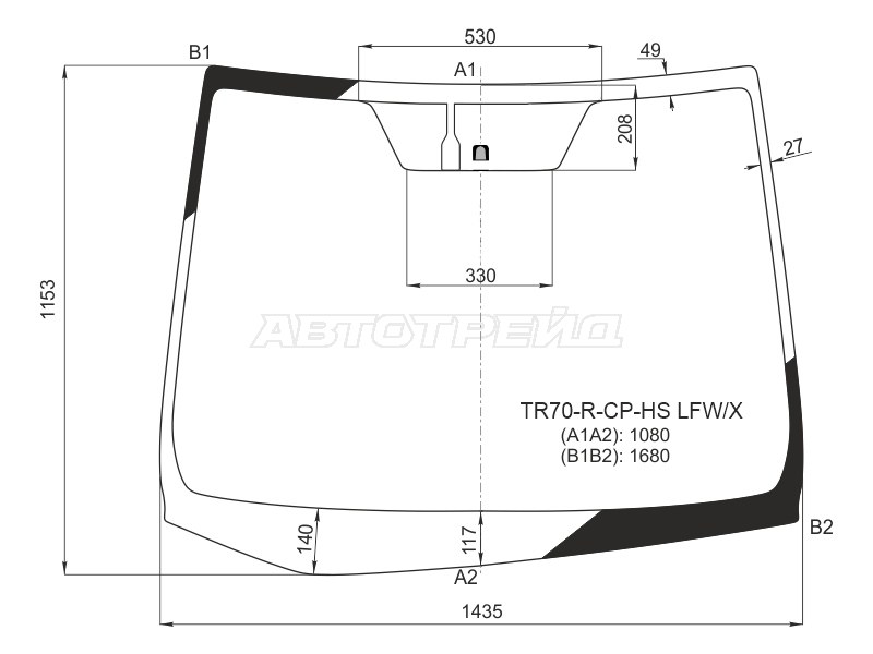 Стекло лобовое Toyota Noah 14-22 / Voxy 14-22