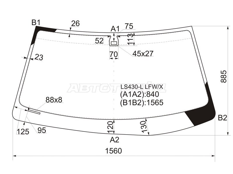 Стекло лобовое (Датчик дождя) Lexus LS 00-06