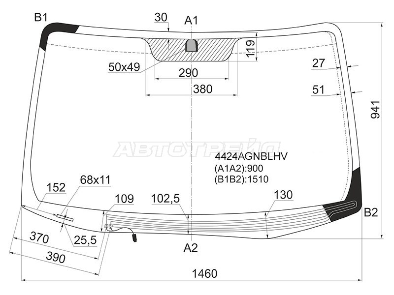 Стекло лобовое (Обогрев щеток) Kia Sportage 06-10