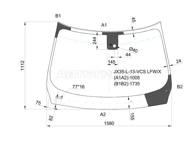 Стекло лобовое (Датчик дождя) Infiniti JX35 12-14 / QX60 14-21
