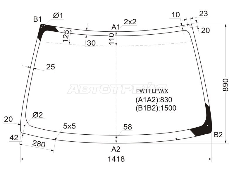 Стекло лобовое Nissan Avenir 98-05 / Expert 99-06