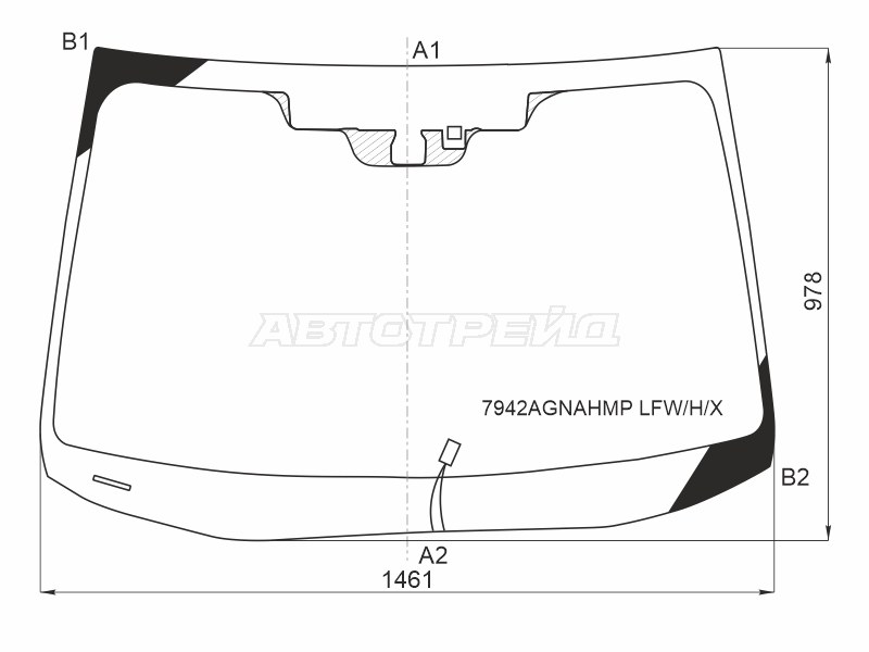 Стекло лобовое (Обогрев щеток / Антенна / Датчик дождя) Subaru Legacy 17-19 / Outback 14-21