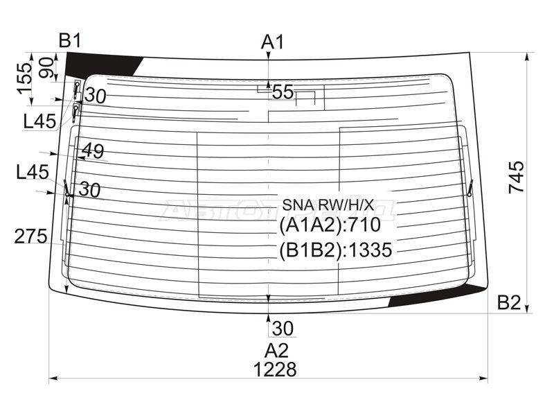 Стекло заднее (Цвет зеленый / Обогрев / Антенна / 4D SED) Honda Civic 05-12 / Civic USA 05-08