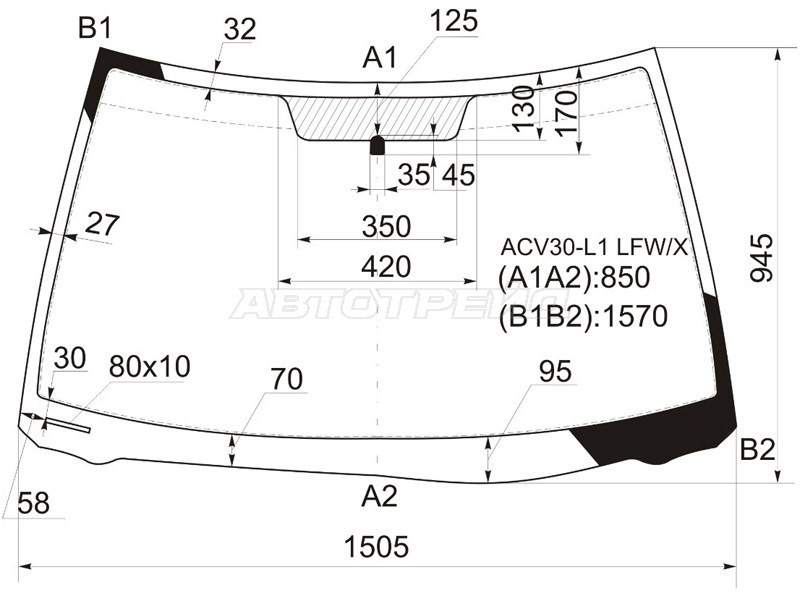 Стекло лобовое Toyota Camry (XV30) 01-06 / Camry UAE 01-04