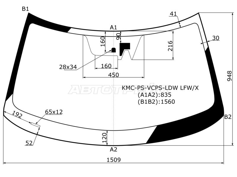Стекло лобовое (Камера) Kia Soul 13-19