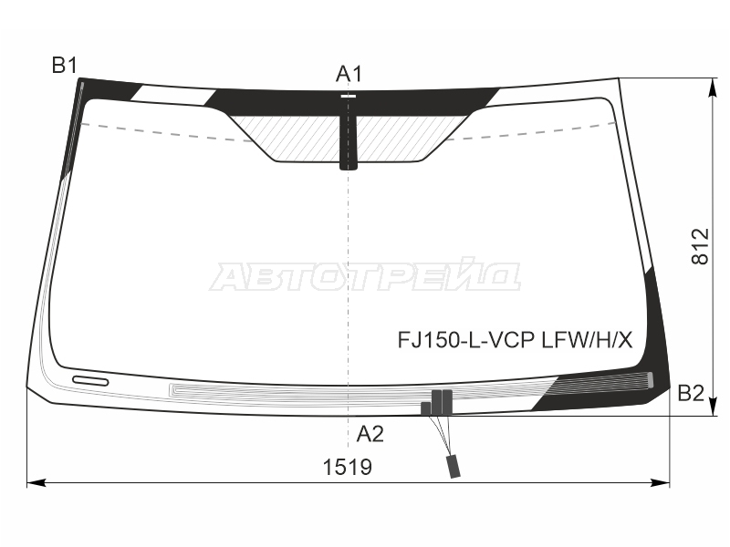 Стекло лобовое (Обогрев щеток) Toyota Land Cruiser Prado (J150) 09-24