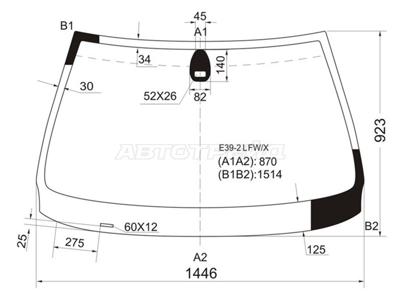 Стекло лобовое (Датчик дождя) BMW 5-Series 00-04