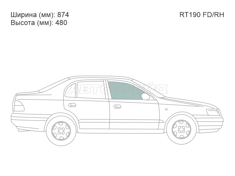 Стекло боковое опускное (Спереди / Справа / Цвет зеленый) Toyota Caldina (T190) 92-02 / Carina E 92-98