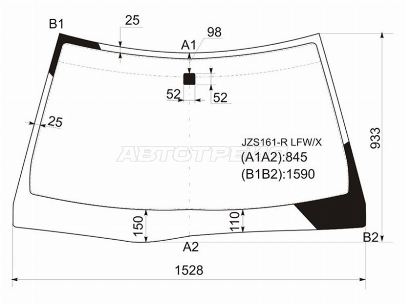 Стекло лобовое Lexus GS 97-04 / Toyota Aristo 97-04
