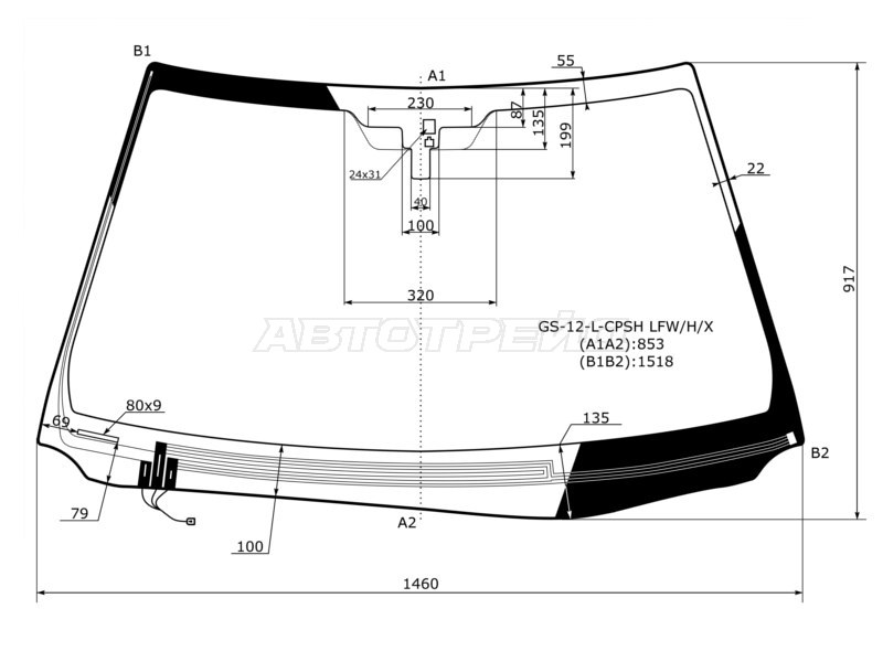 Стекло лобовое (Обогрев щеток / Датчик дождя) Lexus GS 11-20 / GS F 15-