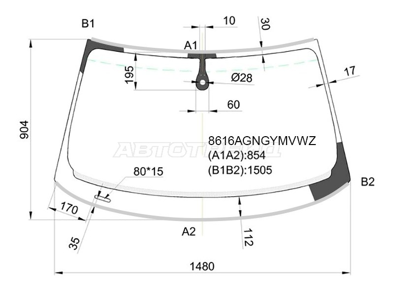 Стекло лобовое (Датчик дождя / Молдинг / 3 / 5D HBK) Audi A3 12-19 / S3 13-16
