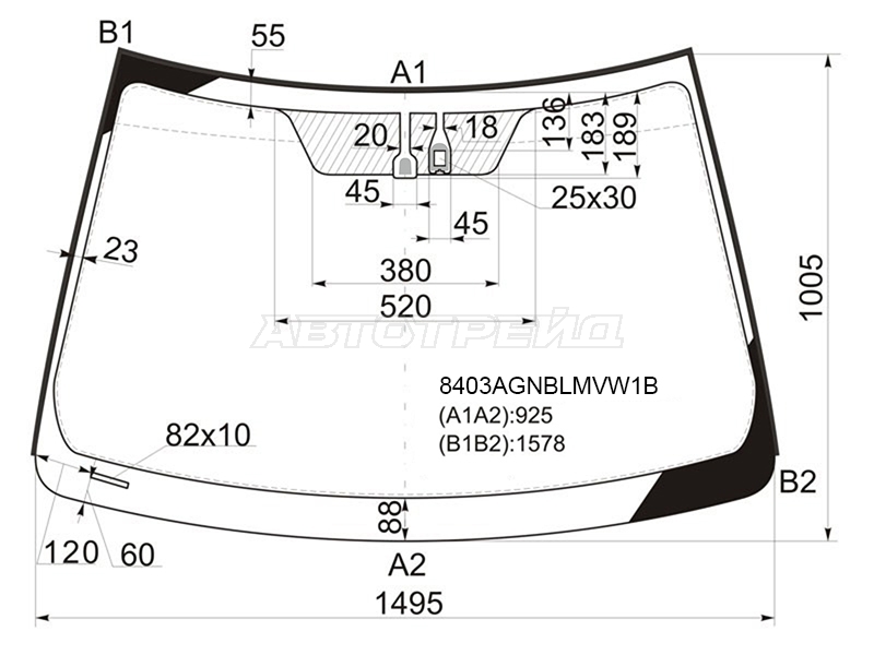 Стекло лобовое (Датчик дождя / Молдинг) Toyota Camry (XV50) 11-18 / Camry USA 11-17