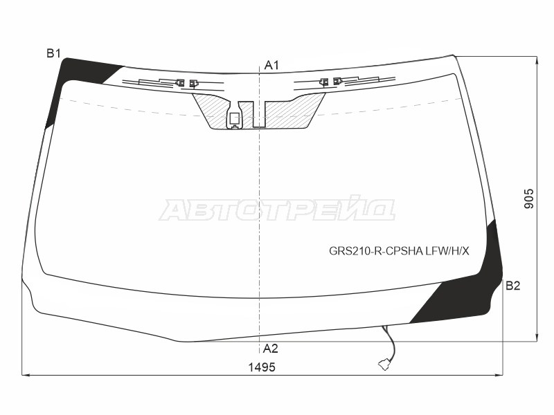 Стекло лобовое (Обогрев щеток / Антенна / Датчик дождя) Toyota Crown 12-18
