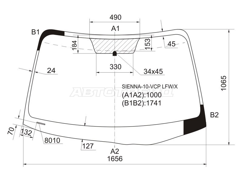 Стекло лобовое Toyota Sienna 10-20