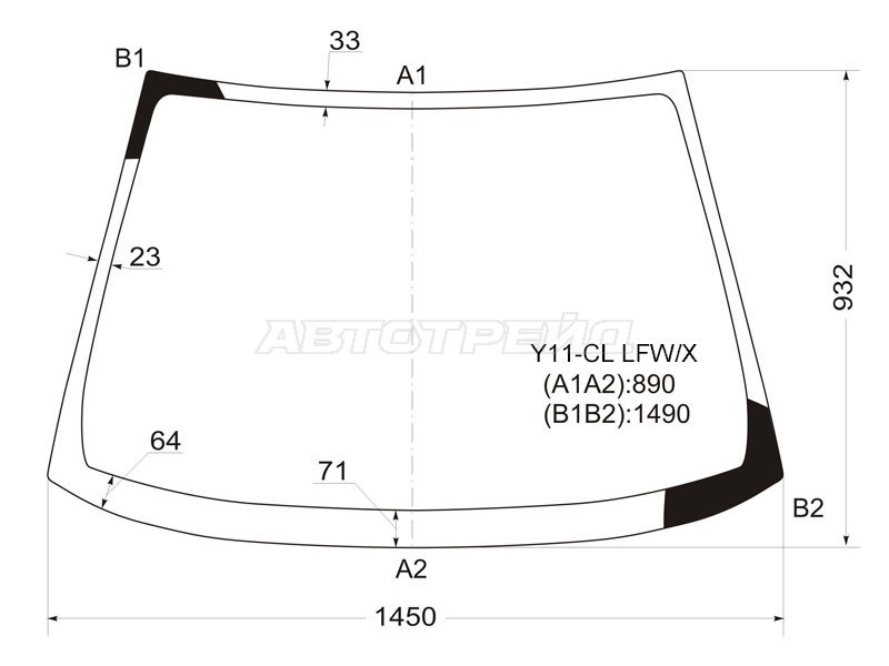Стекло лобовое Nissan AD 99-08 / Wingroad 99-05