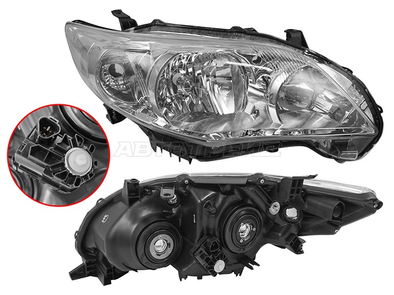 Фара Toyota Corolla (E150) 10-13 (Справа / Галоген / С электрокорректором)