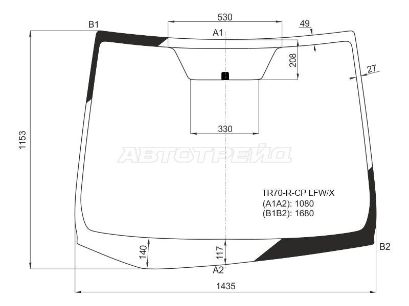 Стекло лобовое Toyota Noah 14-22 / Voxy 14-22