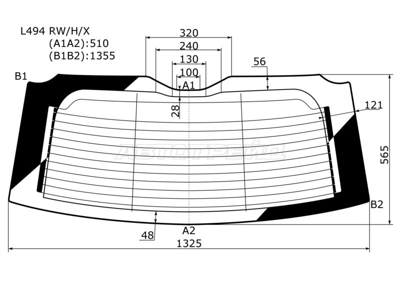Стекло заднее (Цвет зеленый / Обогрев) Land Rover Range Rover Sport 13-22
