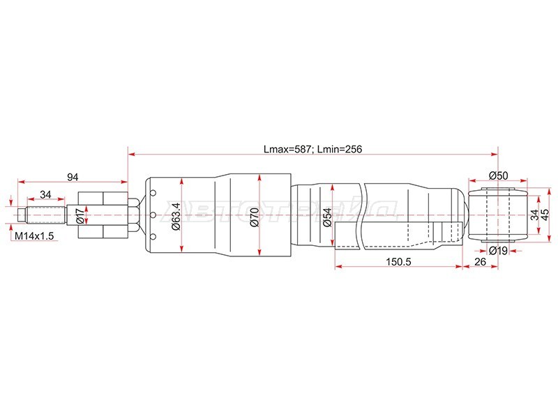 Амортизатор Toyota Land Cruiser (J100) 98-07 / Lexus LX 98-07 (Сзади / Справа=Слева)