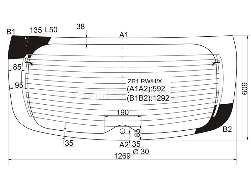 Стекло заднее (Цвет зеленый / Обогрев / 5D HBK) Subaru Impreza 07-12 / Impreza WRX 07-14