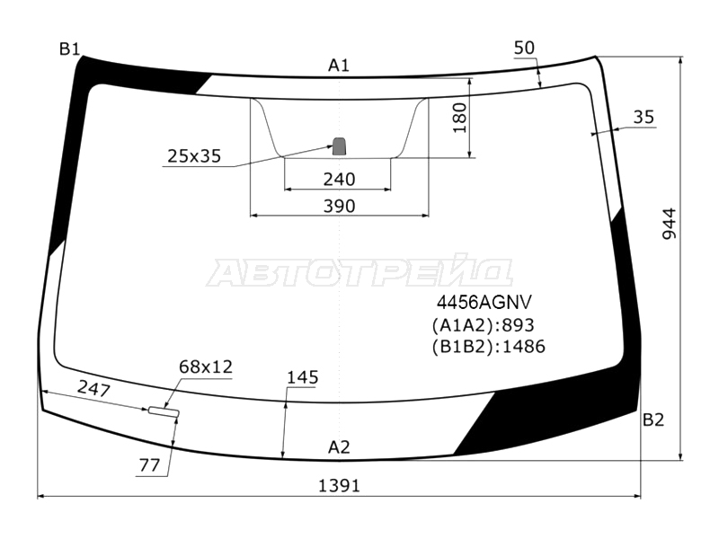Стекло лобовое Kia Rio 16-22 / Rio X-Line 17-22