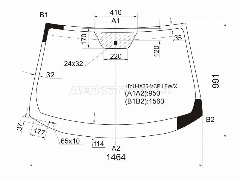 Стекло лобовое Hyundai ix35 09-15 / Tucson 09-15