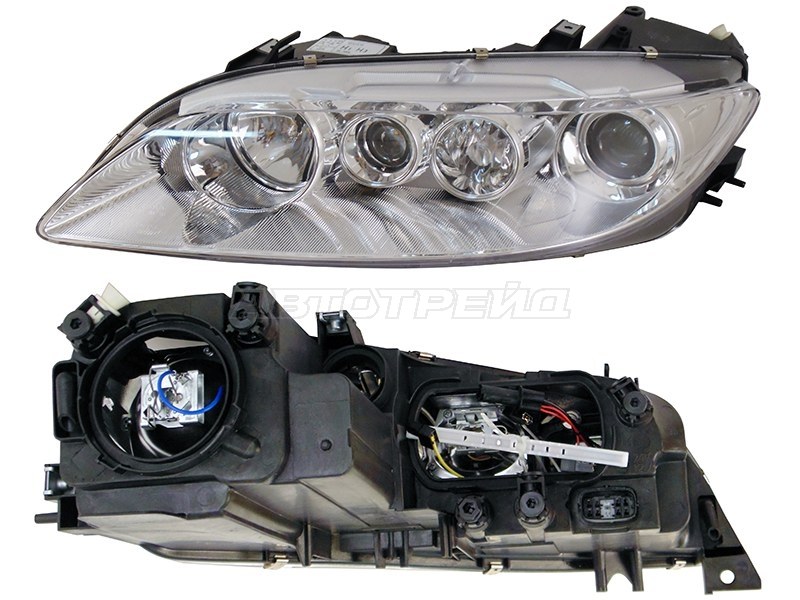 Фара Mazda 6 02-08 / Atenza 02-07 (Слева / Галоген / С электрокорректором / с ПТФ)