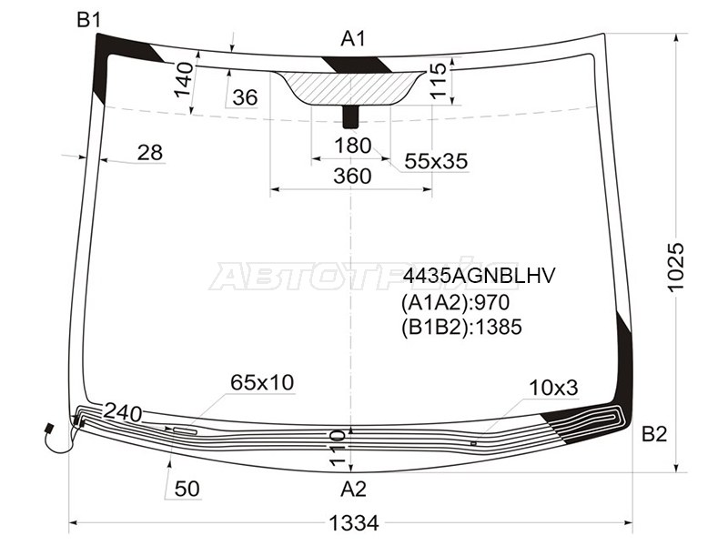 Стекло лобовое (Обогрев щеток) Hyundai ix20 10-19 / Kia Venga 10-17