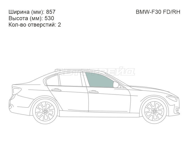 Стекло боковое опускное (Спереди / Справа / Цвет зеленый) BMW 3-Series 11-19