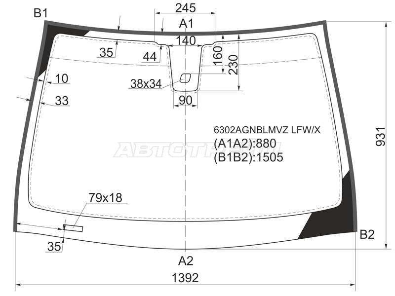 Стекло лобовое (Датчик дождя / Молдинг) Opel Astra 04-13 / Astra Family 11-14