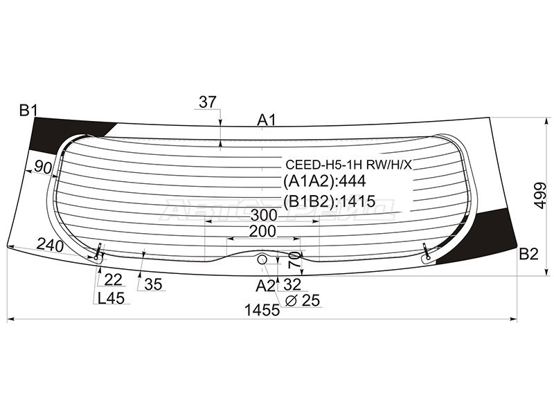 Стекло заднее (Цвет зеленый / Обогрев / 5D HBK) Kia Ceed 06-12