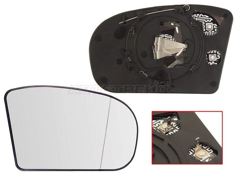 Полотно зеркала Mercedes-Benz C-Class 00-08 / E-Class 02-06 (Справа / Обогрев / асферическое)
