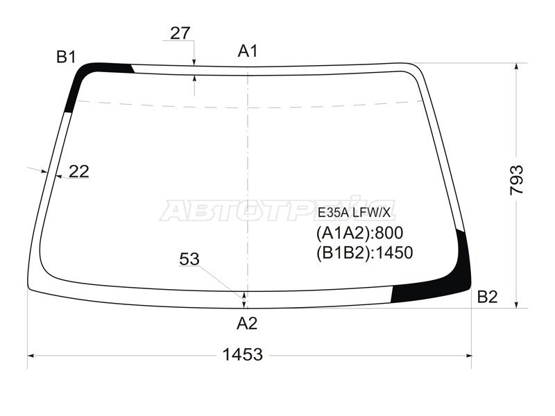 Стекло лобовое Mitsubishi Eterna 88-92 / Galant 87-92