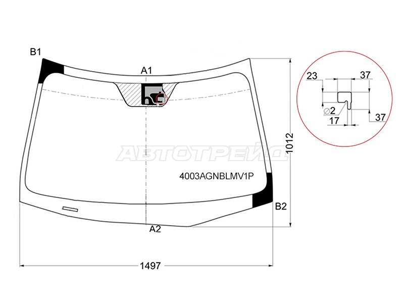 Стекло лобовое (Датчик дождя) Honda Accord 08-11 / Acura TSX 08-14