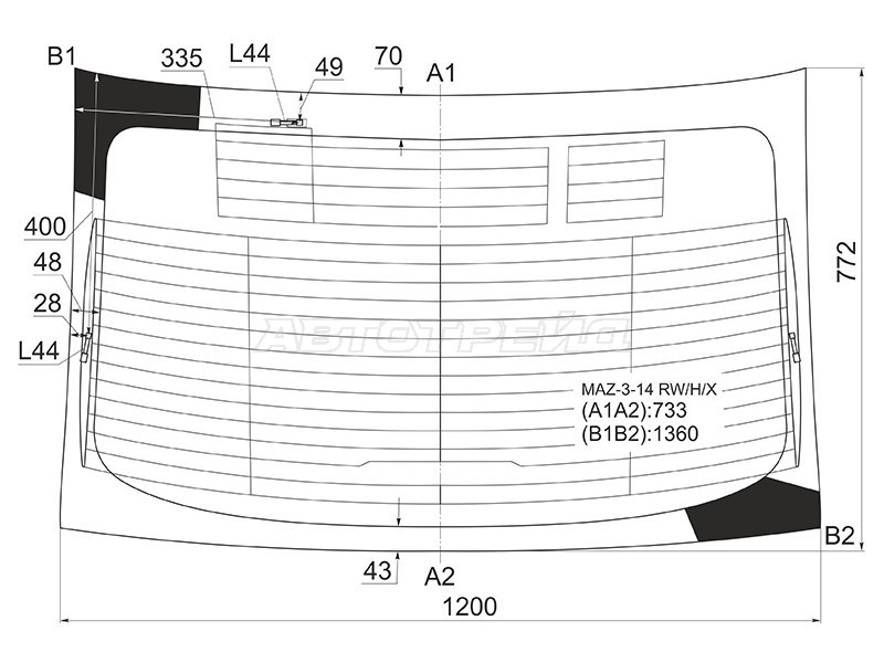 Стекло заднее (Цвет зеленый / Обогрев / Антенна / 4D SED) Mazda 3 13-19 / Axela 13-19