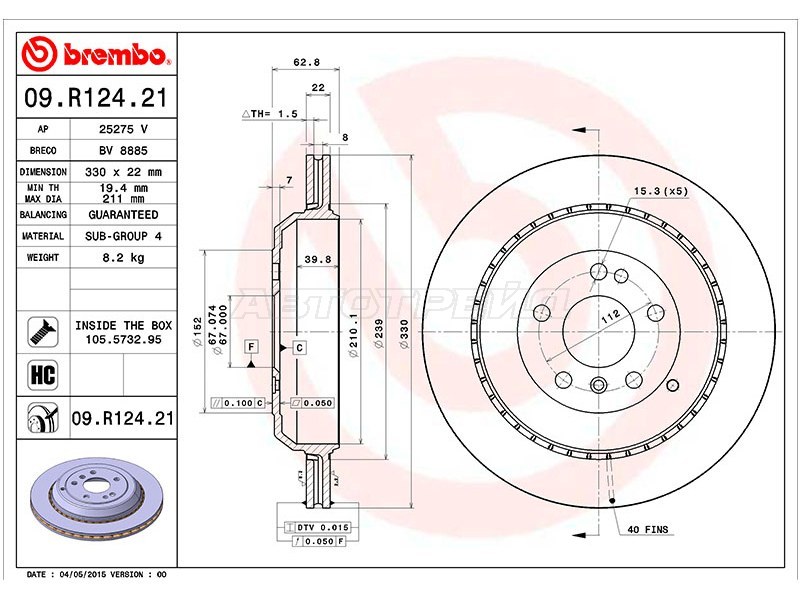 Диск тормозной (Сзади) Mercedes-Benz M-Class 05-11 / GL-Class 06-12
