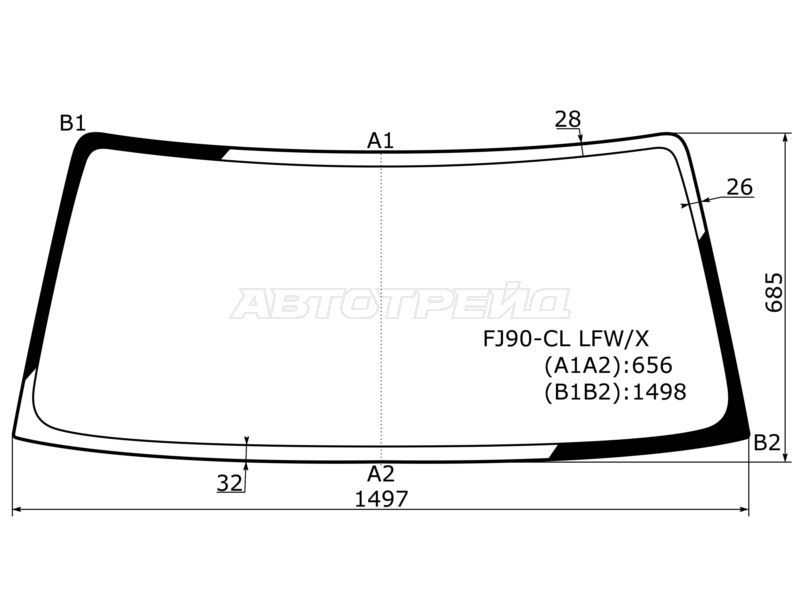 Стекло лобовое Toyota Land Cruiser Prado (J90) 96-02