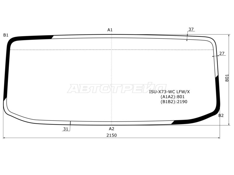 Стекло лобовое (Широкая кабина) Isuzu ELF FSR 12-17 / Forward N-series 08-