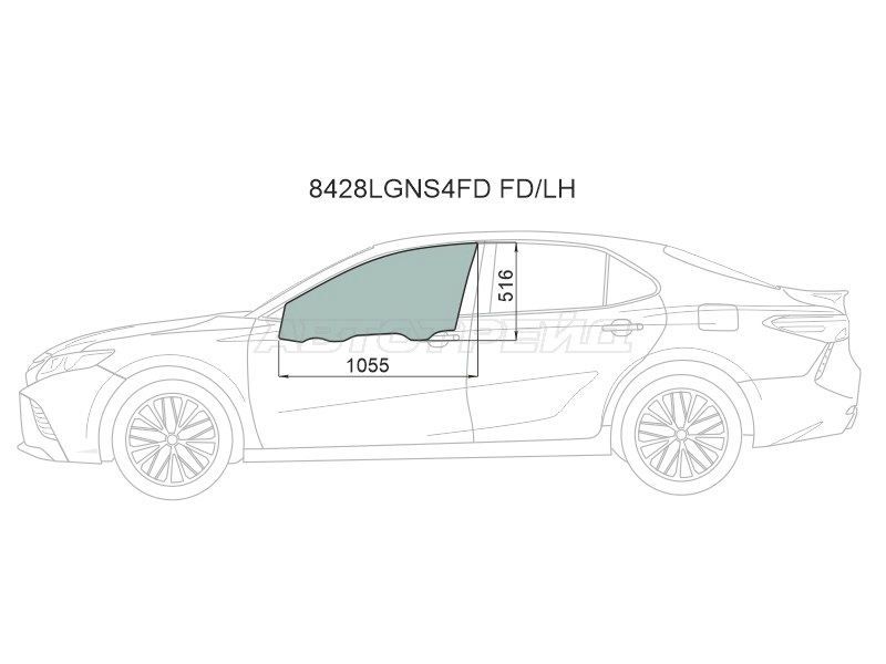 Стекло боковое опускное (Спереди / Слева / Цвет зеленый / Крепления) Toyota Camry (XV70) 17-21 / Camry UAE / USA 17-20