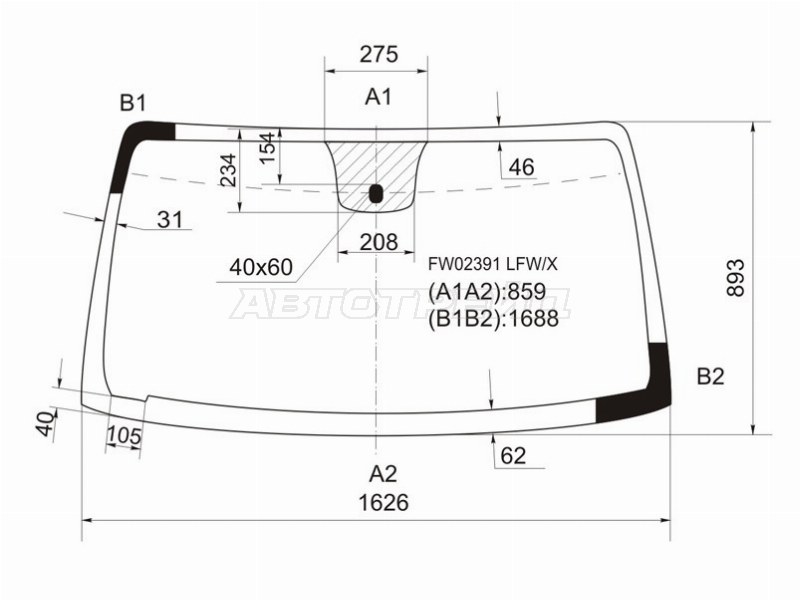 Стекло лобовое Infiniti QX56 04-10 / Nissan Armada 03-16