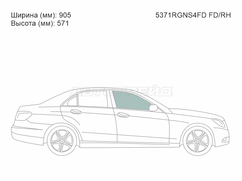 Стекло боковое опускное (Спереди / Справа / Цвет зеленый) Mercedes-Benz E-Class 09-17